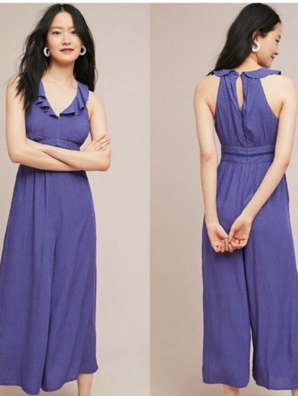 Maeve Anthropologie Justine Polka Dot Ruffled Jumpsuit In 4